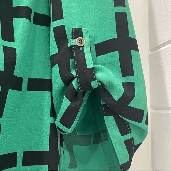 Merona XXL Black and Green Geometric Design Shift Dress - Picture 4 of 4